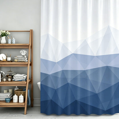 Sunlit Design 36 x 72 Inches Ombre Blue Small Stall Shower Curtain RV Half Size Narrow Bathroom Curtains Contemporary Geometric Fabric Bathroom Decor