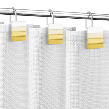 Sunlit Ombre Blue Decorative Shower Curtain Hooks, Blue Navy Shower Curtain Rings, Resin, Bathroom Decoration Stripes Shower Curtain Hooks-12 Pack