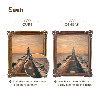 Sunlit Vintage Picture Frame 4x6 Inch, Luxury Antique Photo Frames with Glass Front, Photo Display, Tabletop Wall Hanging, Gift Ideas