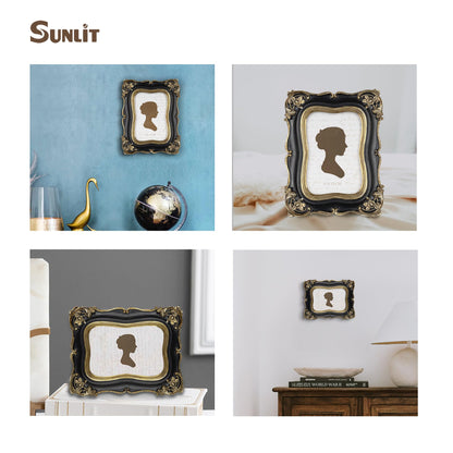 Sunlit Vintage Small Picture Frame 2.5x3.5 Inch, Antique Mini Polaroid Photo Frames with Glass Front, Luxury Wallet Size Picture Frames, Tiny Photo Frames Display Tabletop Wall Hanging Gift Ideas, Gold