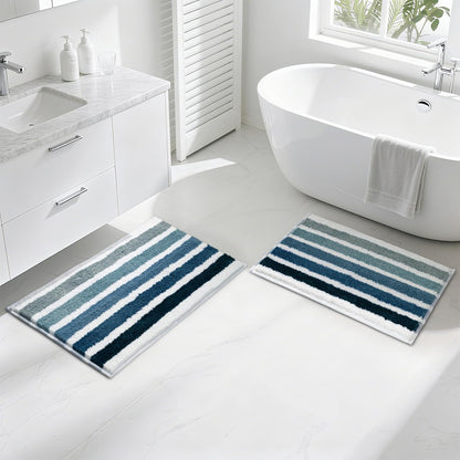 Sunlit 17"x24" Ombre Blue Bathroom Rug Non-Slip Absorbent Soft Bath Mat Set, Floor Mat Dry Fast Machine Washable.