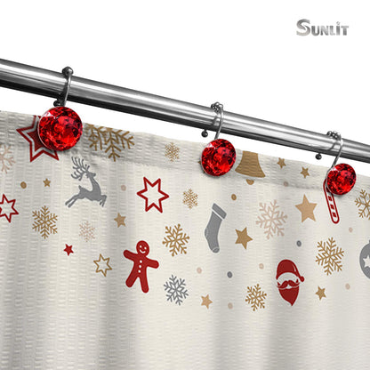 Sunlit Luxury Design Round Yellow Diamond Crystal Gem Bling with Glide Balls Shower Curtain Hooks, Rust Proof Metal Rhinestones Glam Shower Curtain Rings-12 Pack