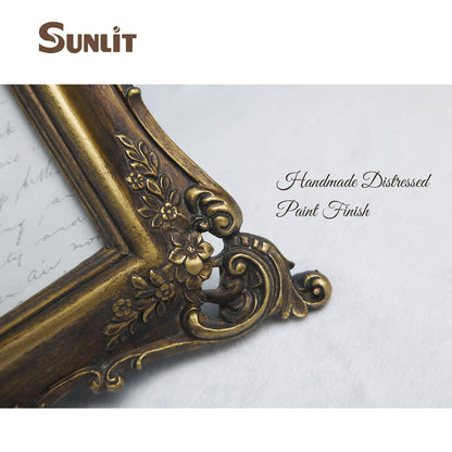 Sunlit Vintage Picture Frame 4x4 Inch, Luxury Antique Square Photo Frames with Glass Front, Photo Display, Tabletop Wall Hanging, Gift Ideas, Bronze Gold