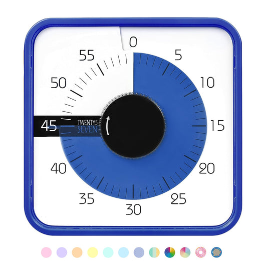 Visual Timer 7.5 inch, 60-Minute Countdown Timer for Kids Classroom Teaching Tool Office Meeting, Mechanical Countdown Clock for Exam Time Management Magnetic Kitchen Timer, Navy Blue