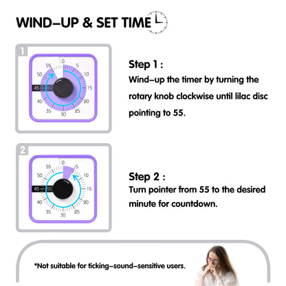 TWENTY5 SEVEN Countdown Timer 7.5 inch; 60 Minute 1 Hour Visual Timer – Classroom Teaching Tool Office Meeting, Mechanical Countdown Clock for Kids Exam Time Management Magnetic, Sky Blue