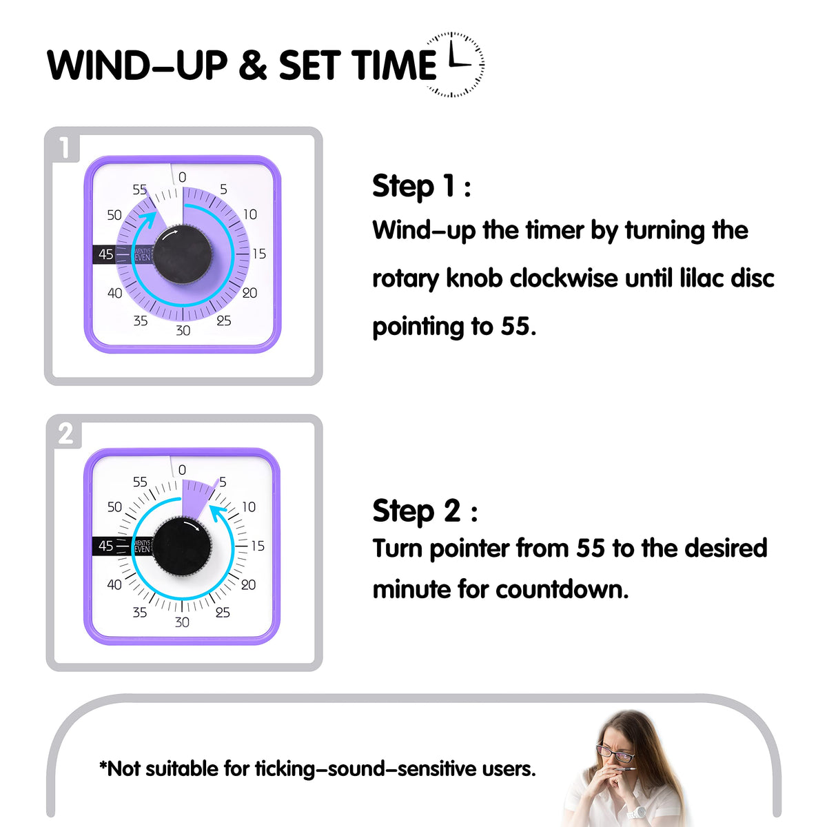 TWENTY5 SEVEN 7.5-Inch Visual Timer, Battery-Free 60-Minute Countdown Clock