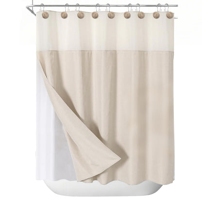 Sunlit Boho Knots Double Shower Curtain Hooks, Home Decorative White Shower Curtain Rings for Bathroom, Seaside Nautical Shower Curtain Hangers Bathroom Accessories, Set of 12