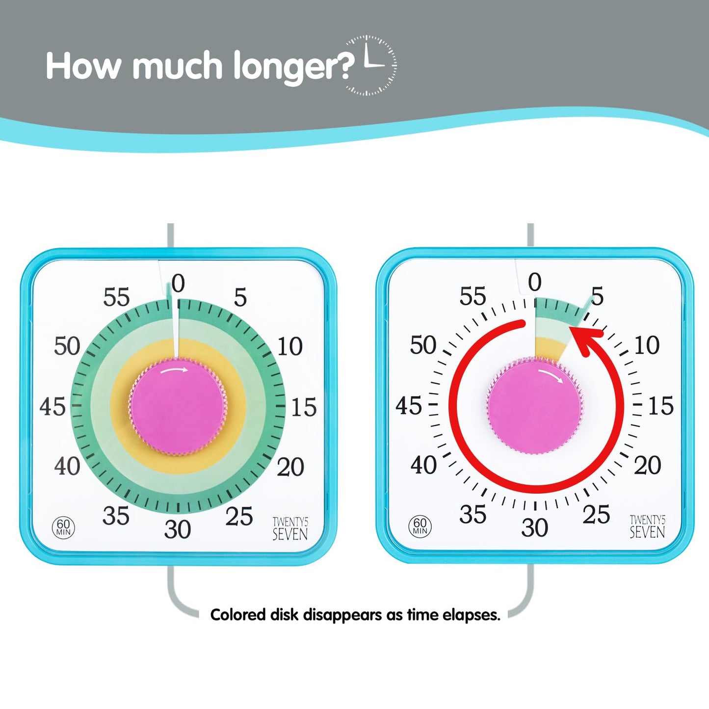 Visual Timer 7.5 inch, 60-Minute Countdown Timer for Kids Classroom Teaching Tool Office Meeting, Mechanical Countdown Clock for Exam Time Management Magnetic Kitchen Timer, Mint Green