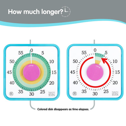 Visual Timer 7.5 inch, 60-Minute Countdown Timer for Kids Classroom Teaching Tool Office Meeting, Mechanical Countdown Clock for Exam Time Management Magnetic Kitchen Timer, Mint Green