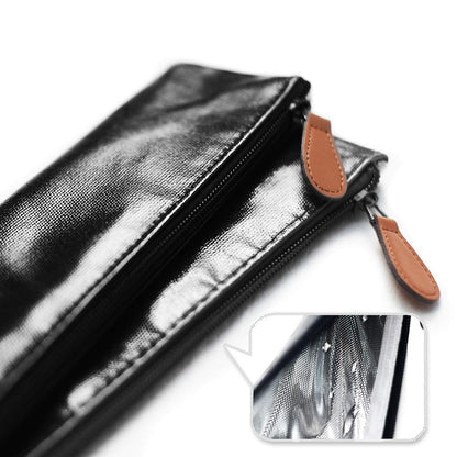Sunlit 100% Waterproof Wipe Clean Hygienic Carrying Case/Pouch for Reusable Straws - 2 set - For 10.5 inches Straws Silicone or Stainless Steel - Brush/Chopsticks Zipper Bag for Travel