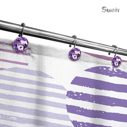Sunlit Luxury Design Round Yellow Diamond Crystal Gem Bling with Glide Balls Shower Curtain Hooks, Rust Proof Metal Rhinestones Glam Shower Curtain Rings-12 Pack