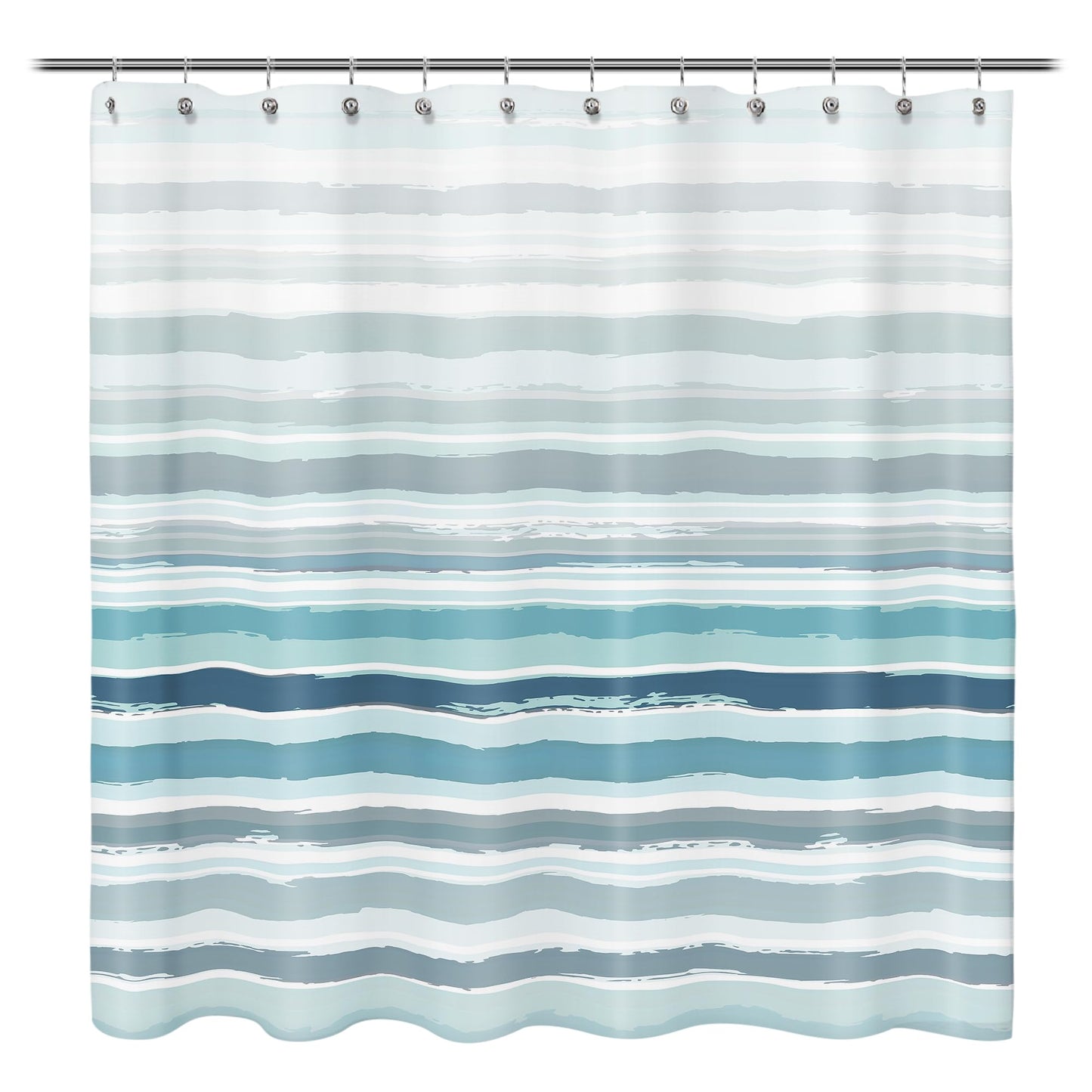 Sunlit Sunset Ombre Striped Shower Curtain, Blue and Orange Textured Slubbed Fabric Shower Curtain for Bathroom Decoration, Gradient Stripe Bathroom Curtain, 72x72