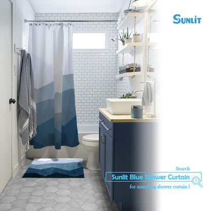 Sunlit 17"x24" Ombre Blue Bathroom Rug Non-Slip Absorbent Soft Bath Mat Set, Floor Mat Dry Fast Machine Washable.