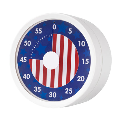 TWENTY5 SEVEN Countdown Timer 3 inch, Silent 60 Minute 1 Hour Visual Timer with Pause, Magnetic Classroom Teaching Tool Office Meeting, Countdown Clock for Kids Time Management, Red White and Blue
