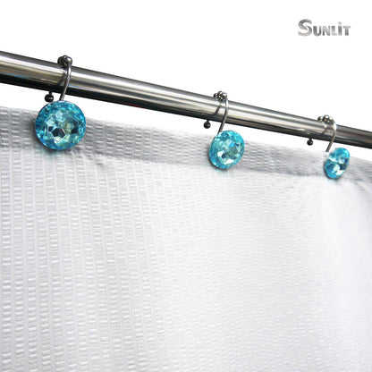 Sunlit Round Rhinestone Shower Curtain Hooks with Glide Balls, 12 Pack