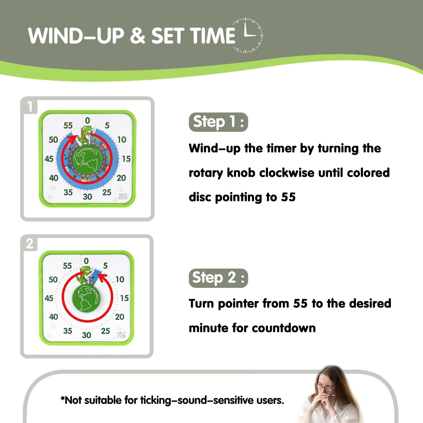 TWENTY5 SEVEN Countdown Timer 7.5 inch; 60 Minute 1 Hour Visual Timer – Classroom Teaching Tool Office Meeting, Mechanical Countdown Clock for Kids Exam Time Management Magnetic, Sky Blue