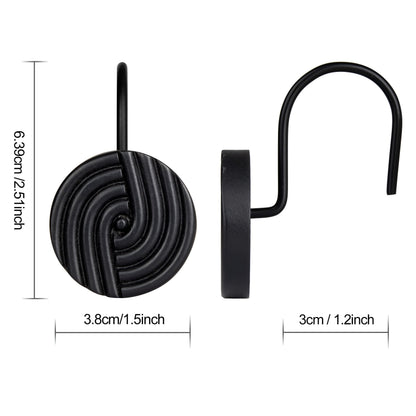 Sunlit Geometric Decorative Shower Curtain Hooks, Matt Triangle Geometric Black Shower Curtain Rings, Resin, Bathroom Decoration Boho Shower Curtain Hooks-12 Pack