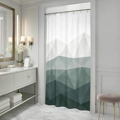 Sunlit Design 36 x 72 Inches Ombre Blue Small Stall Shower Curtain RV Half Size Narrow Bathroom Curtains Contemporary Geometric Fabric Bathroom Decor