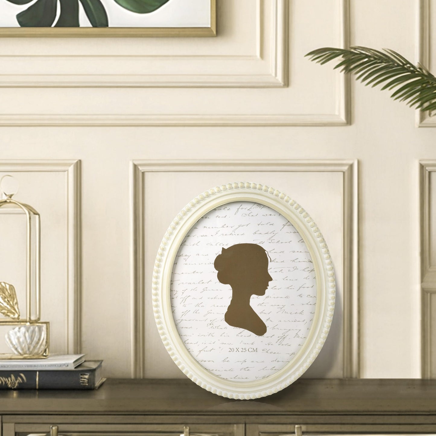 Sunlit Boho Vintage Picture Frame 5x7 Inch with Beaded Border, Oval Luxury Antique Photo Frames with Glass Front, Photo Display, Tabletop Wall Hanging, Gift Idea, Distressed White