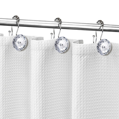 Sunlit Round Rhinestone Shower Curtain Hooks with Glide Balls, 12 Pack