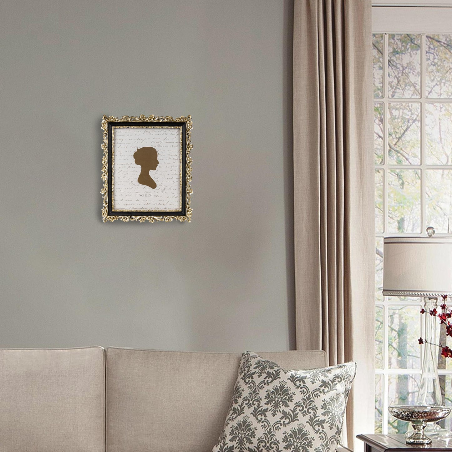 Sunlit Vintage Picture Frame 4x6 Inch, Luxury Antique Photo Frames with Glass Front, Photo Display, Tabletop Wall Hanging, Gift Ideas, Retro Blue and Gold