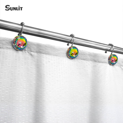 Sunlit Round Rhinestone Shower Curtain Hooks with Glide Balls, 12 Pack