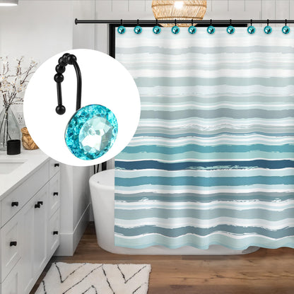 Sunlit Round Rhinestone Shower Curtain Hooks with Glide Balls, 12 Pack