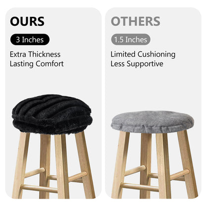 Sunlit Bar Stool Covers - Set of 2 Round Bar Stool Seat Covers, Soft and Cushioned Bar Chair Covers, Easy to Install and Wash, Cover Only, 12 Inch Diameter, Light Gray