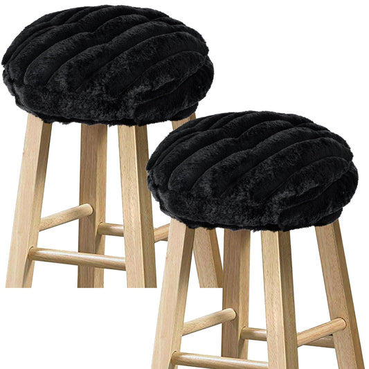 Sunlit Bar Stool Covers - Set of 2 Round Bar Stool Seat Covers, Soft and Cushioned Bar Chair Covers, Easy to Install and Wash, Cover Only, 12 Inch Diameter, Light Gray