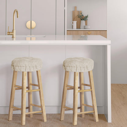 Sunlit Bar Stool Covers - Set of 2 Round Bar Stool Seat Covers, Soft and Cushioned Bar Chair Covers, Easy to Install and Wash, Cover Only, 12 Inch Diameter, Gray