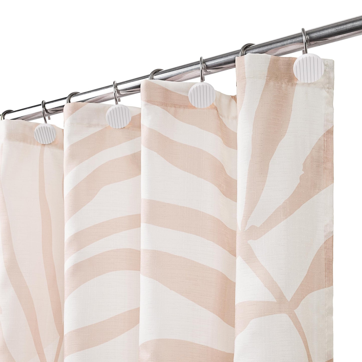 Sunlit Pink Textured Slubbed Fabric Shower Curtain, Mid Century Modern Palm Leaf Shower Curtains for Bathroom Decoration, Boho Botanical Bathroom Curtains, 72x72