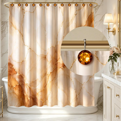 Sunlit Round Rhinestone Shower Curtain Hooks with Glide Balls, 12 Pack