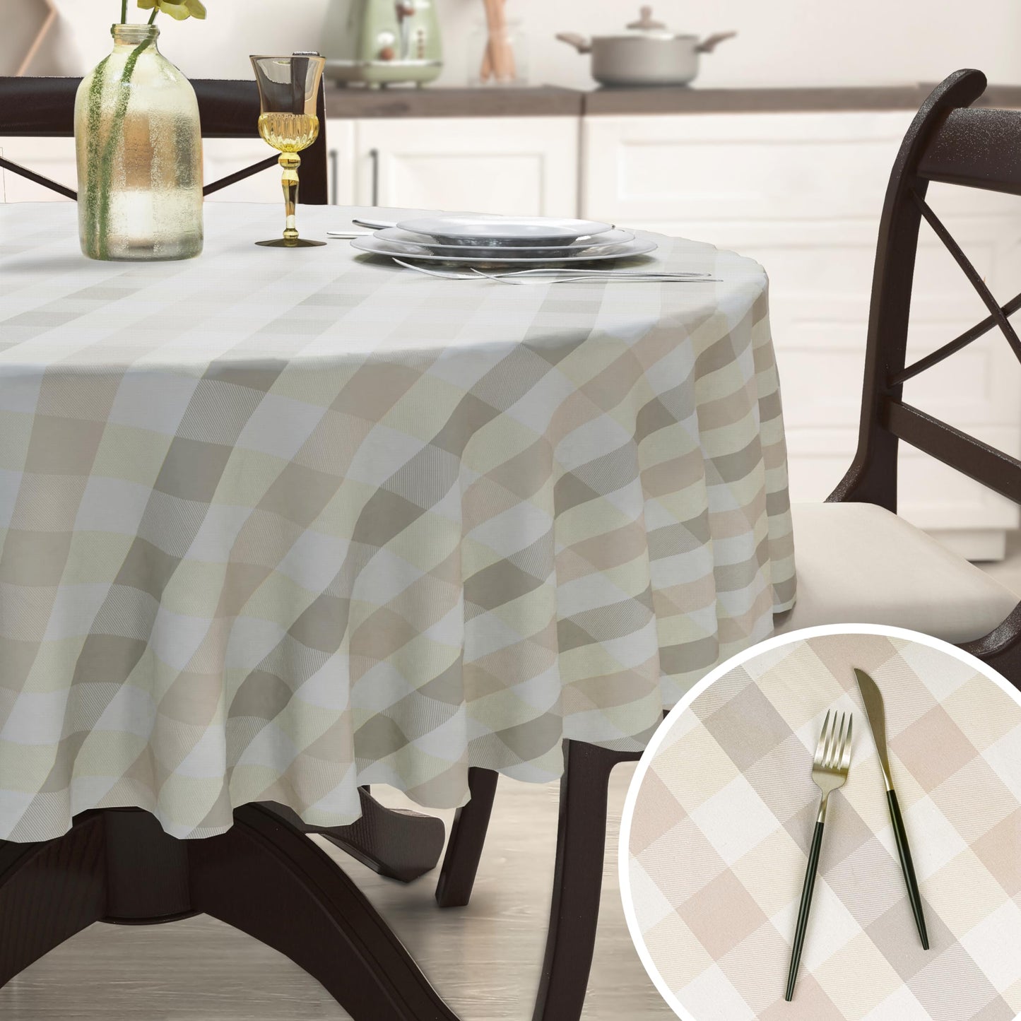 Sunlit Cotton Polyester Blend Fabric Tablecloth, 52"x70" Rectangle Indoor Tablecloth, Water-repellent Durable Washable Table Cover, Decorative Table Cloths for Dining Room, Party, Buffalo Check