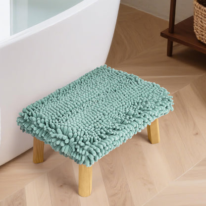 Sunlit One Step Stool with Absorbent Chenille, Stool Holds up to 550 lbs, Non-Slip Wood Foot Stool, Wooden Step Stool for Adults, Step Stools for Kids, Kitchen Bathroom Bedroom, Taupe