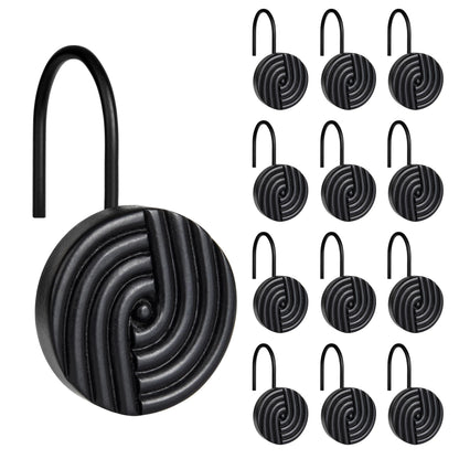 Sunlit Geometric Decorative Shower Curtain Hooks, Matt Triangle Geometric Black Shower Curtain Rings, Resin, Bathroom Decoration Boho Shower Curtain Hooks-12 Pack