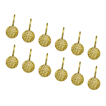 Sunlit Gold Shower Curtain Hooks, Square Metal Home Decorative Shower Curtain Rings for Bathroom, Modern Shower Curtain Hangers Bathroom Accessories, Set of 12