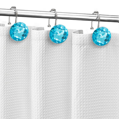 Sunlit Round Rhinestone Shower Curtain Hooks with Glide Balls, 12 Pack