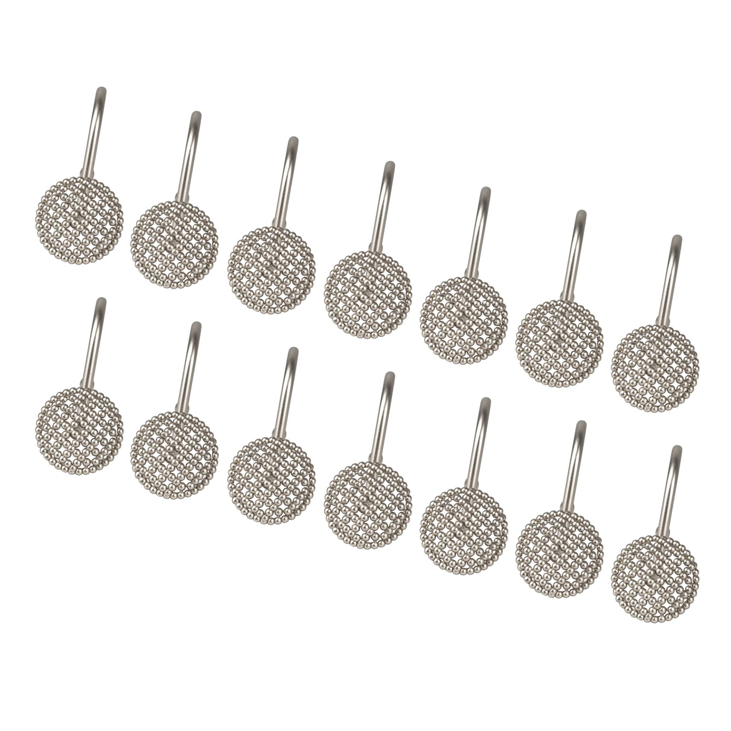 Sunlit Gold 3D Beaded Mesh Shower Curtain Hooks, Metal Home Decorative Shower Curtain Rings for Bathroom, Modern Shower Curtain Hangers Bathroom Accessories, Set of 12