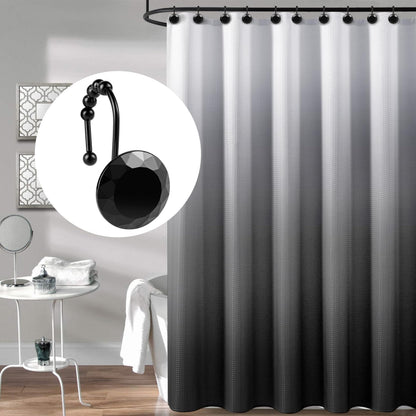 Sunlit Luxury Design Round Yellow Diamond Crystal Gem Bling with Glide Balls Shower Curtain Hooks, Rust Proof Metal Rhinestones Glam Shower Curtain Rings-12 Pack