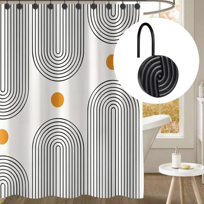 Sunlit Geometric Decorative Shower Curtain Hooks, Matt Triangle Geometric Black Shower Curtain Rings, Resin, Bathroom Decoration Boho Shower Curtain Hooks-12 Pack