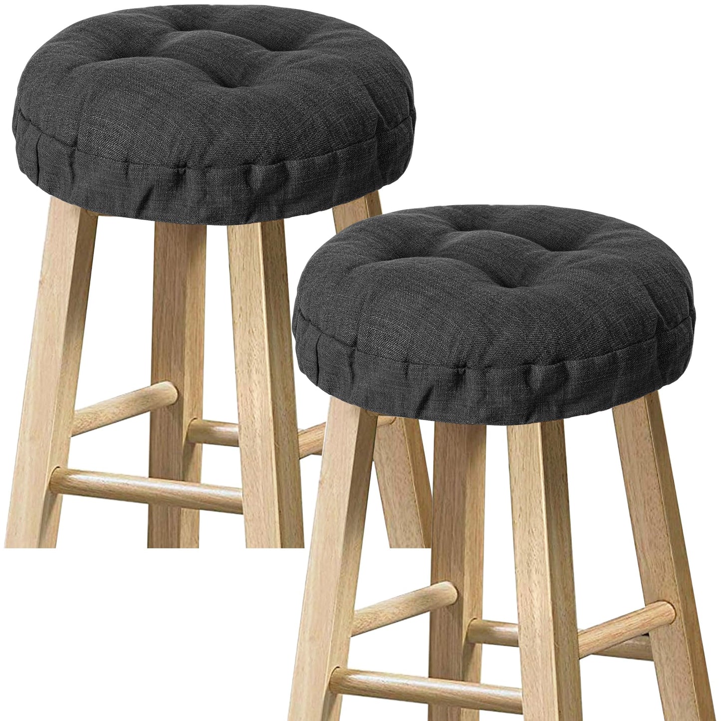 Sunlit Bar Stool Covers - Set of 2 Round Bar Stool Seat Covers, Soft and Cushioned Bar Chair Covers, Easy to Install and Wash, Cover Only, 12 Inch Diameter, Light Gray