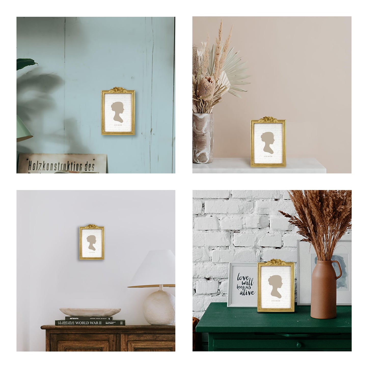 Sunlit Vintage Picture Frame 5x7 Inch, Luxury Antique Photo Frames with Glass Front, Luxury Photo Display, Tabletop Wall Hanging, Gift Ideas, Golden Rose