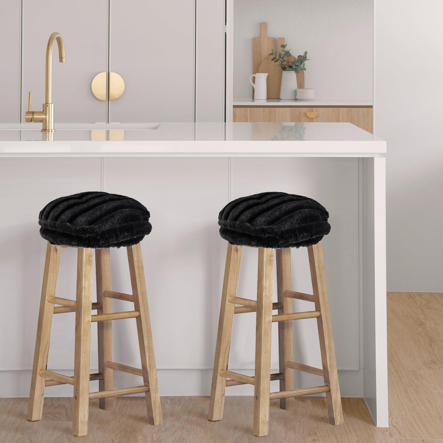 Sunlit Bar Stool Covers - Set of 2 Round Bar Stool Seat Covers, Soft and Cushioned Bar Chair Covers, Easy to Install and Wash, Cover Only, 12 Inch Diameter, Light Gray