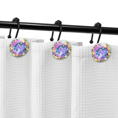 Sunlit Round Rhinestone Shower Curtain Hooks with Glide Balls, 12 Pack