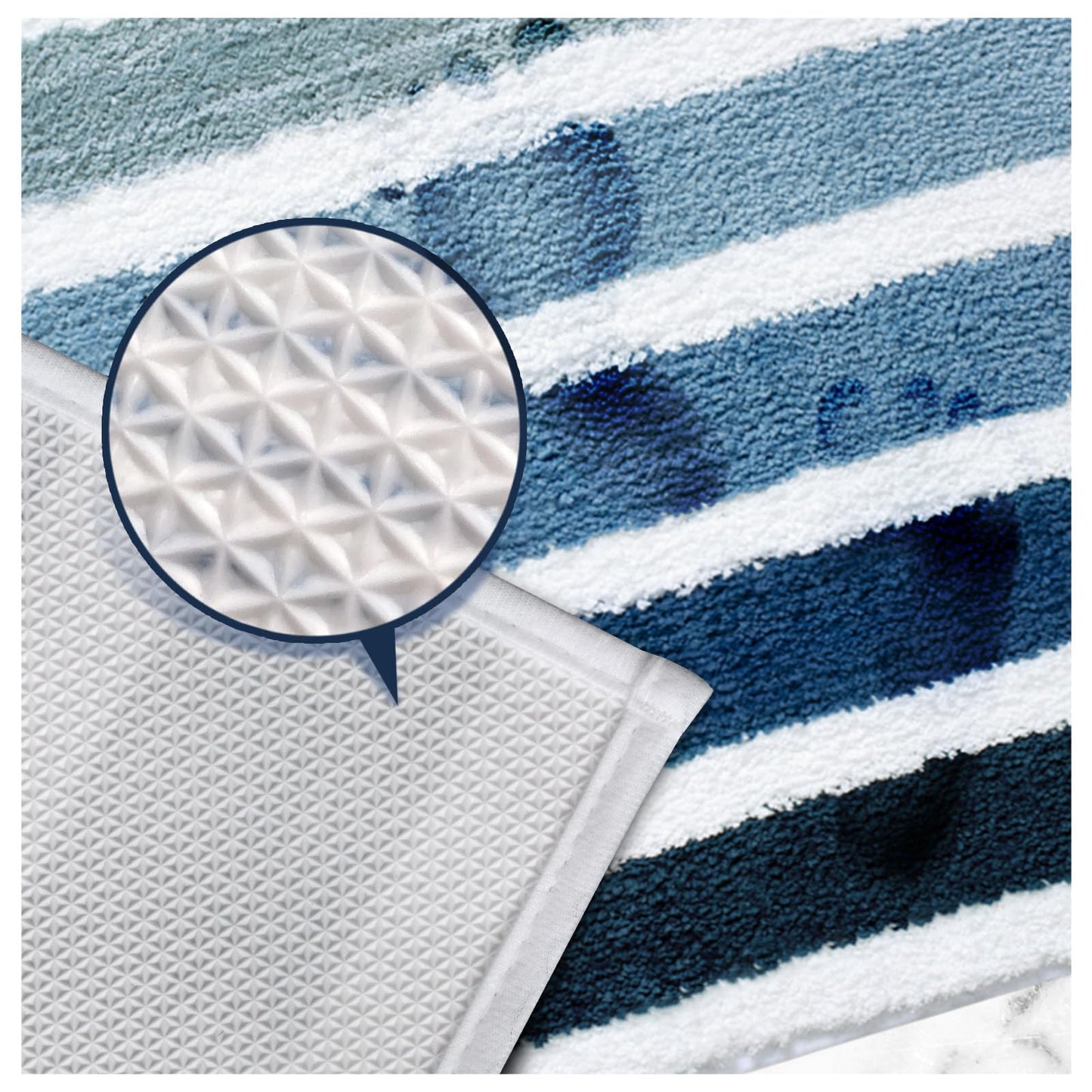 Sunlit 17"x24" Ombre Blue Bathroom Rug Non-Slip Absorbent Soft Bath Mat Set, Floor Mat Dry Fast Machine Washable.