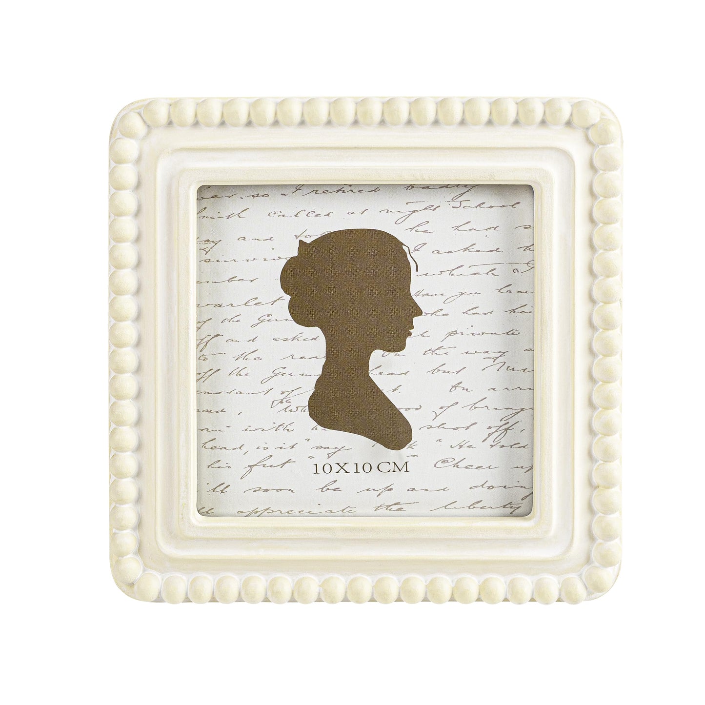 Sunlit Boho Vintage Picture Frame 4x4 Inch with Beaded Border, Luxury Antique Square Photo Frames with Glass Front, Photo Display, Tabletop Wall Hanging, Gift Idea, Distressed White
