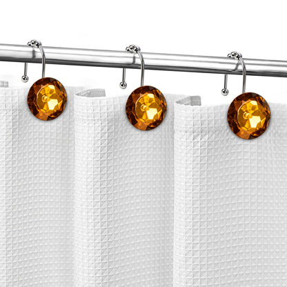 Sunlit Round Rhinestone Shower Curtain Hooks with Glide Balls, 12 Pack