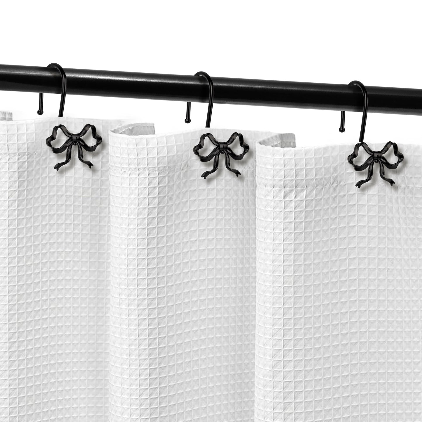 Sunlit Cute Gold Bow Knot Shower Curtain Hooks, Metal Home Decorative Shower Curtain Rings for Bathroom, Shower Curtain Hangers Bathroom Accessories, Set of 12