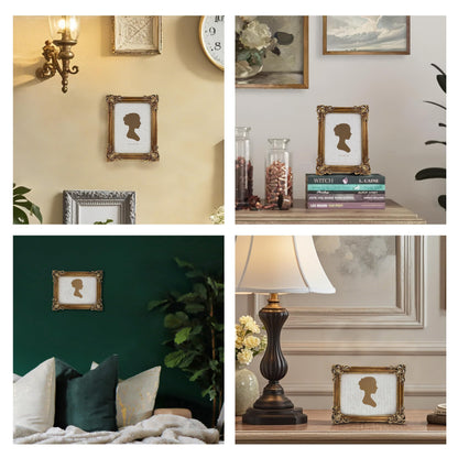 Sunlit Vintage Picture Frame 4x6 Inch, Luxury Antique Photo Frames with Glass Front, Photo Display, Tabletop Wall Hanging, Gift Ideas