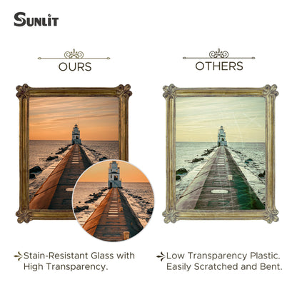 Sunlit Small Vintage Picture Frame 2.5x3.5 Inch, Antique Mini Photo Frames with Glass Front, Luxury Wallet Size Picture Frames, Photo Display Tabletop Wall Hanging Gift Ideas, Slivery Light Gold
